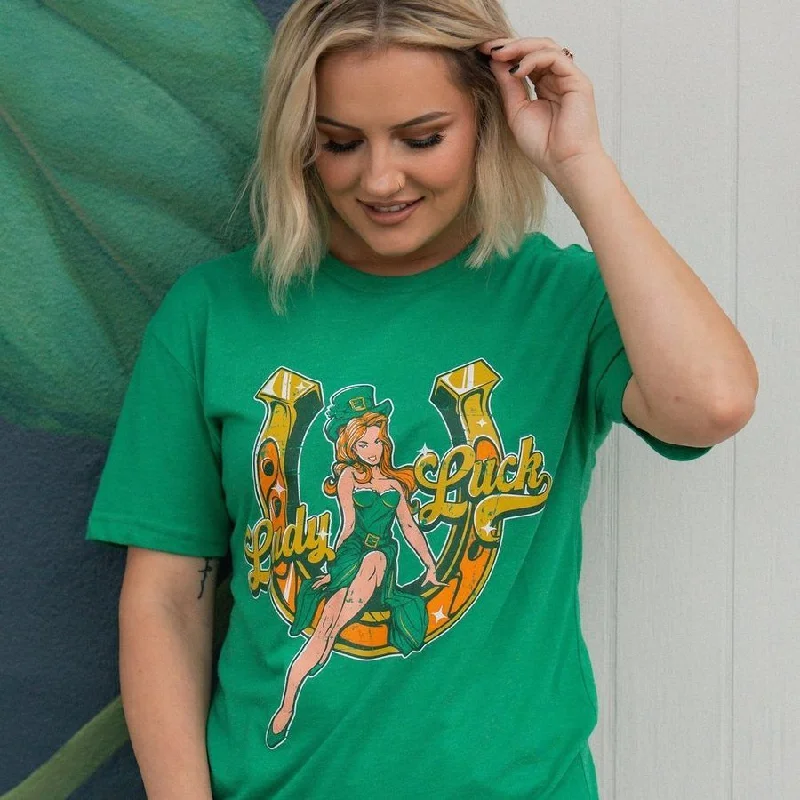 Upgrade for Less!Women's Lady Luck Boyfriend Fit T-Shirt - Kelly Green