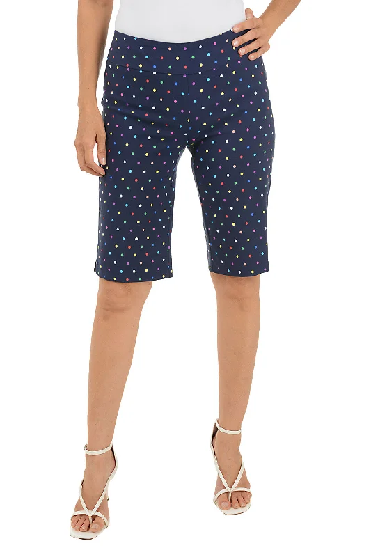 Every Deal is a Steal!Navy Rainbow Dots Pull-On Bermuda Short