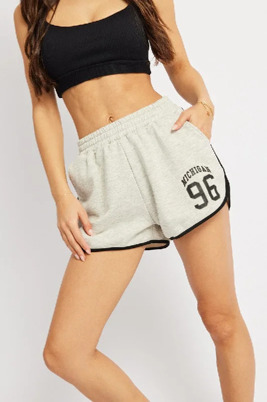 Unmissable Offers Await!Grey Track Shorts High Rise Elastic Waist