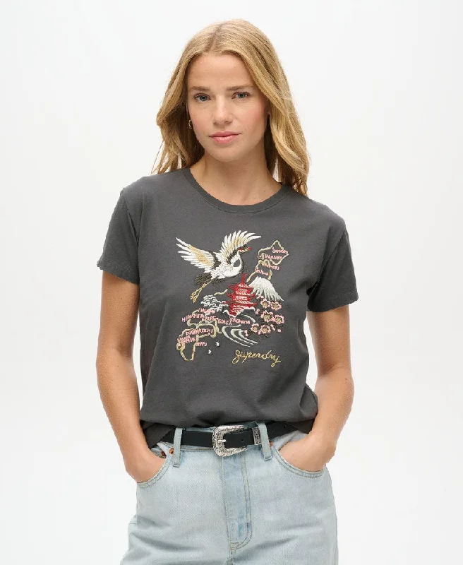Your Wallet Will Thank You!Suika Embroidered Fitted Tee | Ebony
