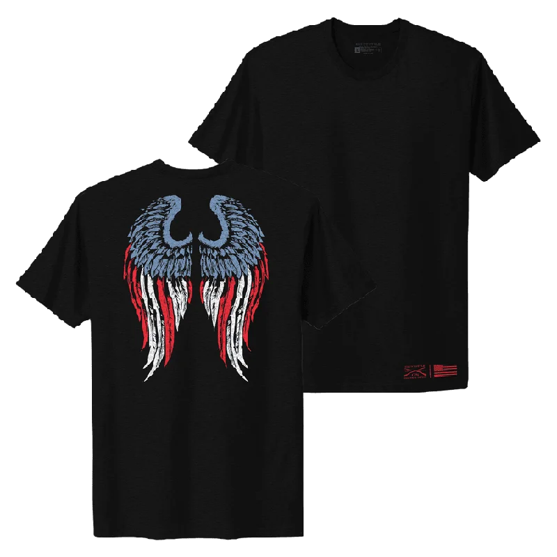 One Click Away from Big Savings!Women's Freedom Angel Boyfriend Fit T-Shirt - Black