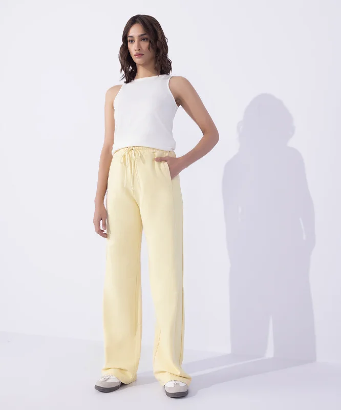 The Best Deals Won’t Wait!Wide Leg Trousers With Rib Side Panel