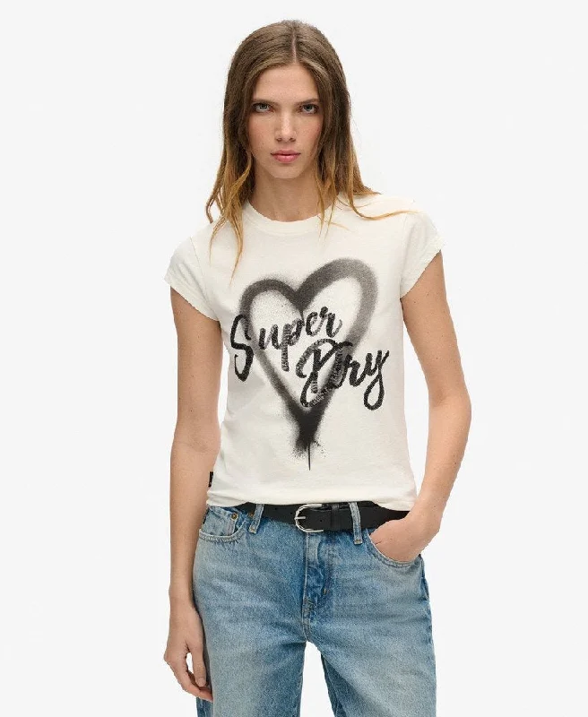 Huge Price Cuts Await!Embellished Punk Cap Sleeve Tee | Winter White
