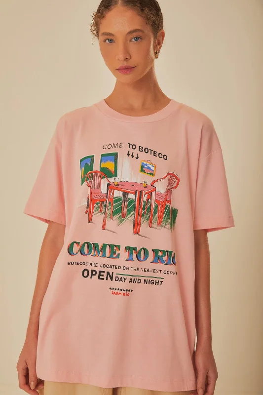 Limited-Time Price Drop!Pink Come To Rio Organic Cotton Relaxed T-Shirt