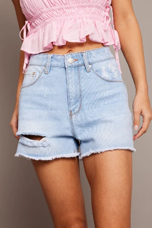Hurry, Sale Ends Soon!Denim Relaxed Shorts High Rise