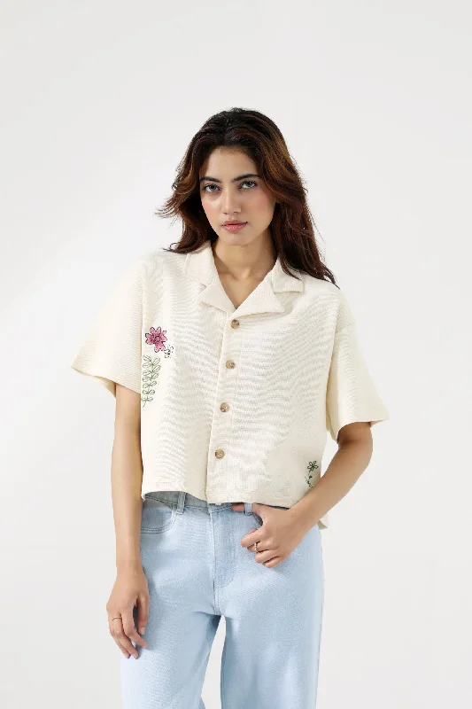 Limited Stock Available!EMBROIDERED TEXTURED KNITTED TOP
