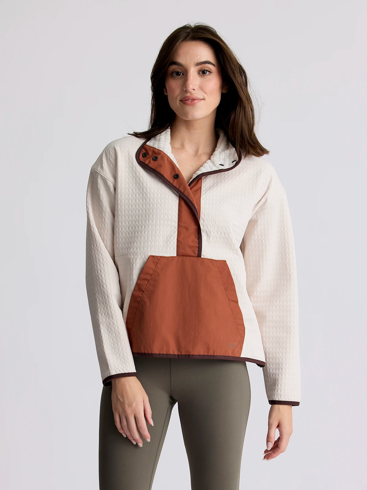 Shop Smart, Save Big!Women's Gridback Fleece Snap Pullover - Stone