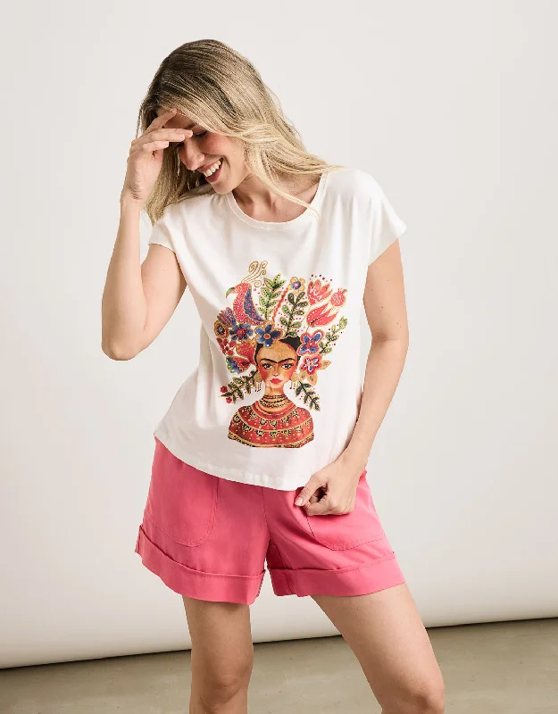 Your Chance to Save is Now!Camiseta Manga Corta Off White - Frilor