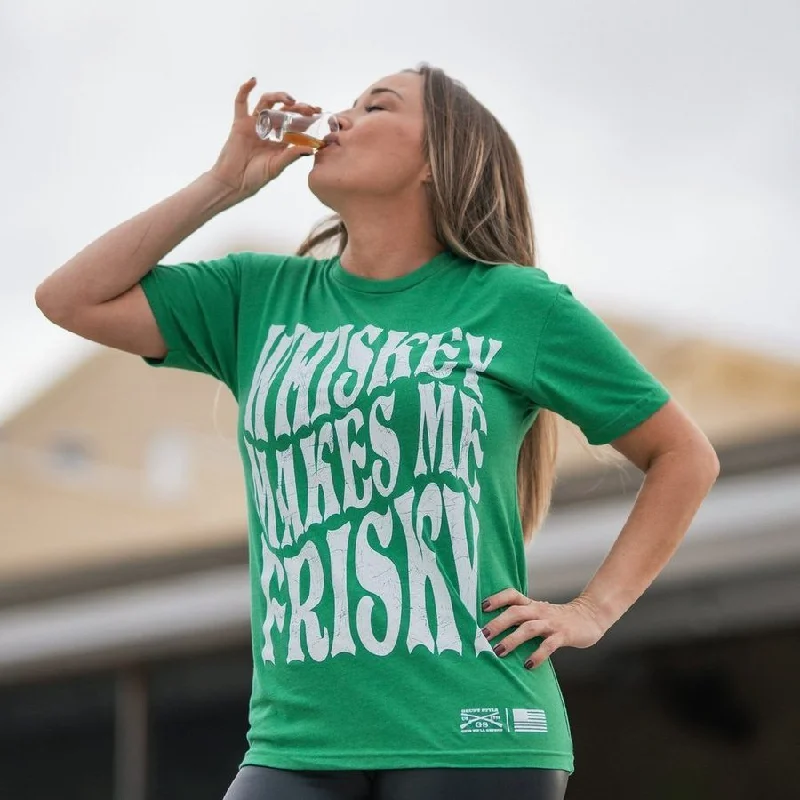 Hot Deals You Can’t Resist!Women's Whiskey Makes Me Frisky Boyfriend Fit T-Shirt - Kelly Green