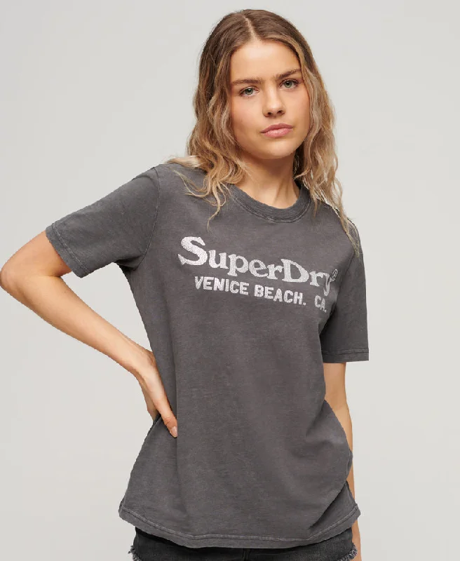 Hurry! While Supplies Last!Metallic Venue Relaxed T-Shirt | Vintage Black Slub