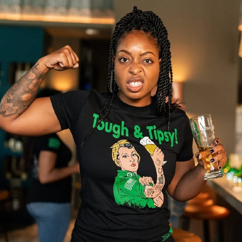 One Click Away from Big Savings!Women's Tough & Tipsy Boyfriend Fit T-Shirt - Black