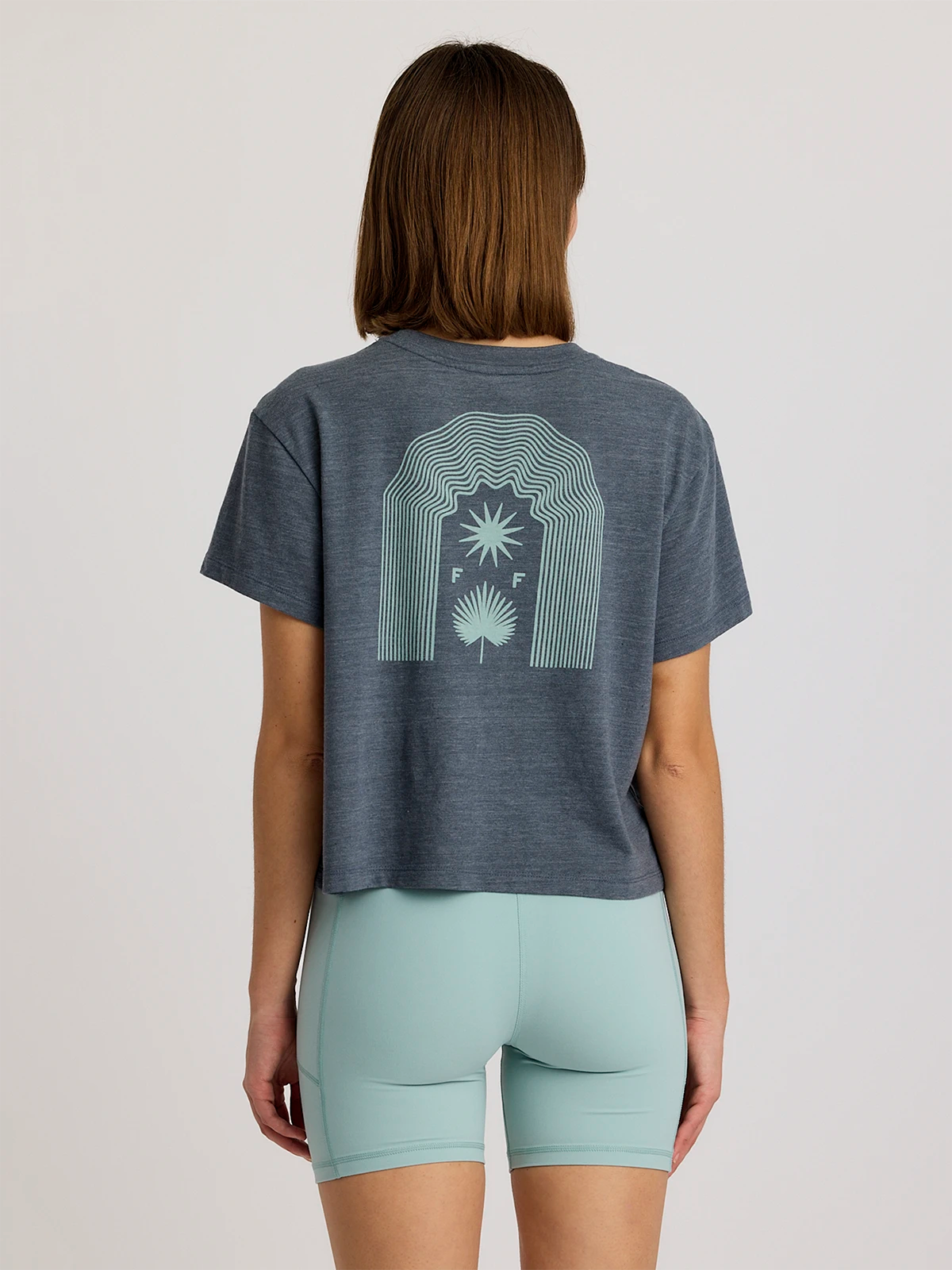 Best Deals Just for You!Women's Fan Palm Tee - Heather Storm Cloud