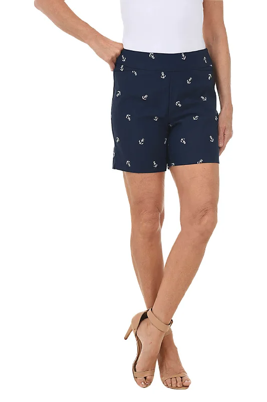 Hurry! While Supplies Last!Embroidered Anchors Pull-On Stretch Short