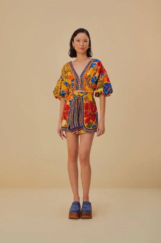 Your Favorite Sale is Back!Yellow Floral Yard Lenzing™ Ecovero™ Euroflax™ Shorts