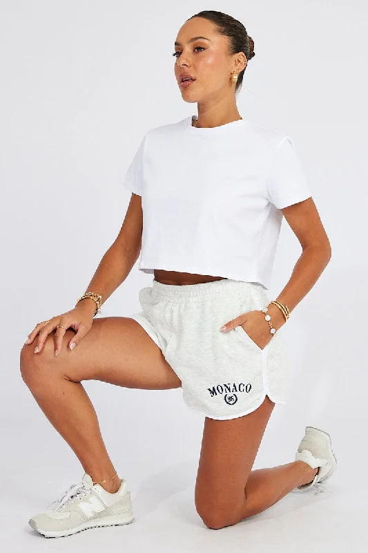 Everything Must Go!Grey Track Shorts High Rise Elastic Waist