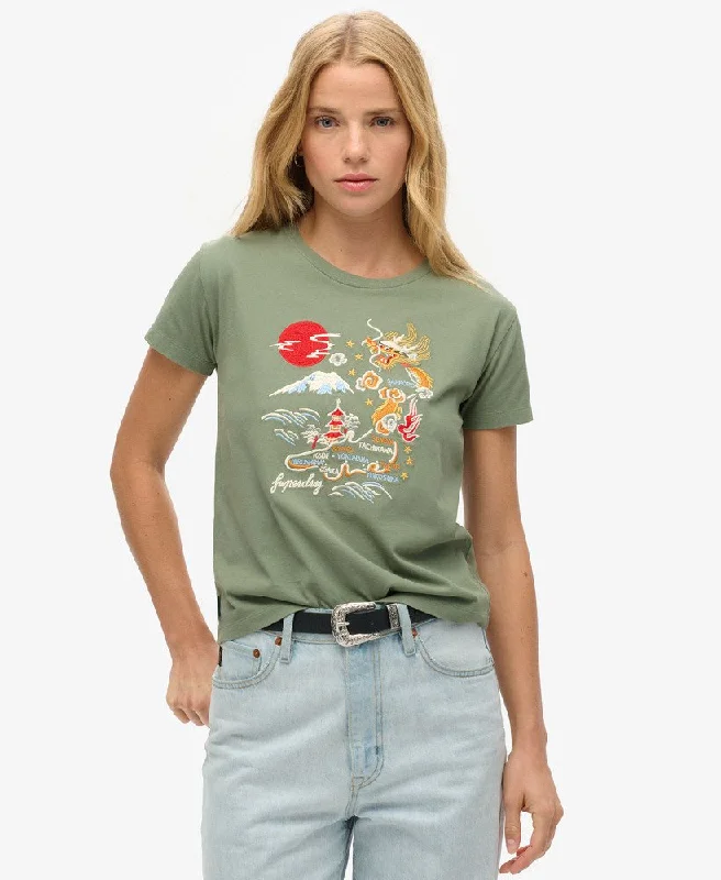 Shop Early, Save Big!Suika Embroidered Fitted Tee | Laurel Khaki