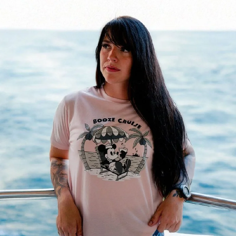 Your Best Deals Are Here!Women's Booze Cruise Boyfriend Fit T-Shirt - Light Pink
