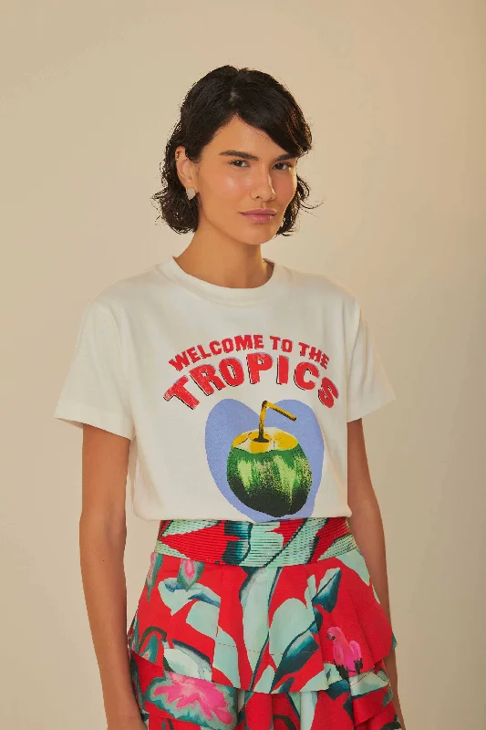 Biggest Sale of the Season!White Welcome To The Tropics Organic Cotton T-Shirt