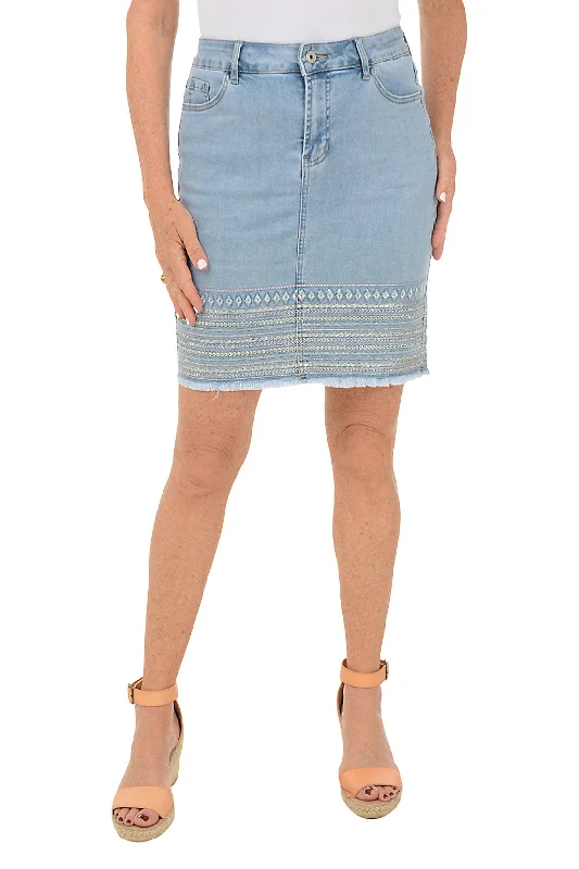 Shop Today, Save Tomorrow!Pastel Rhinestone Hem Denim Skort