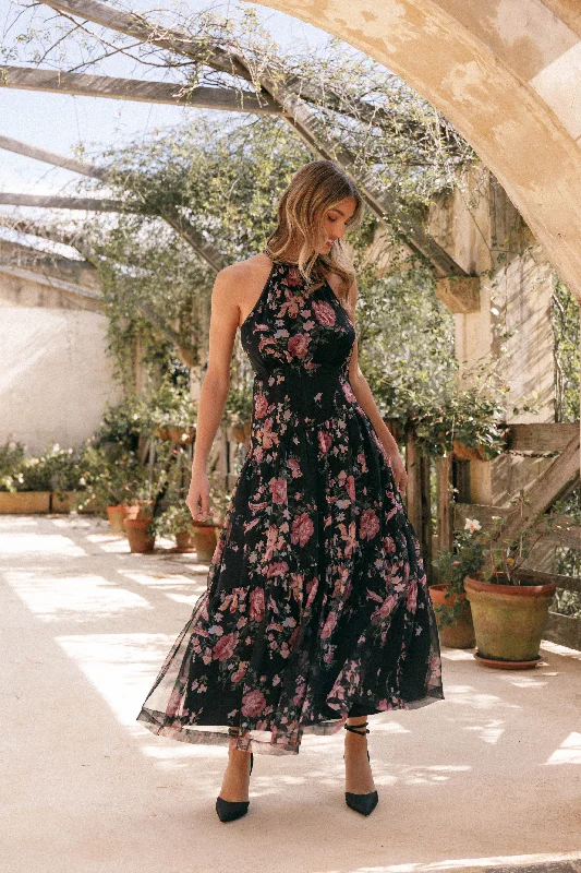 Eden Maxi Dress - Black Floral