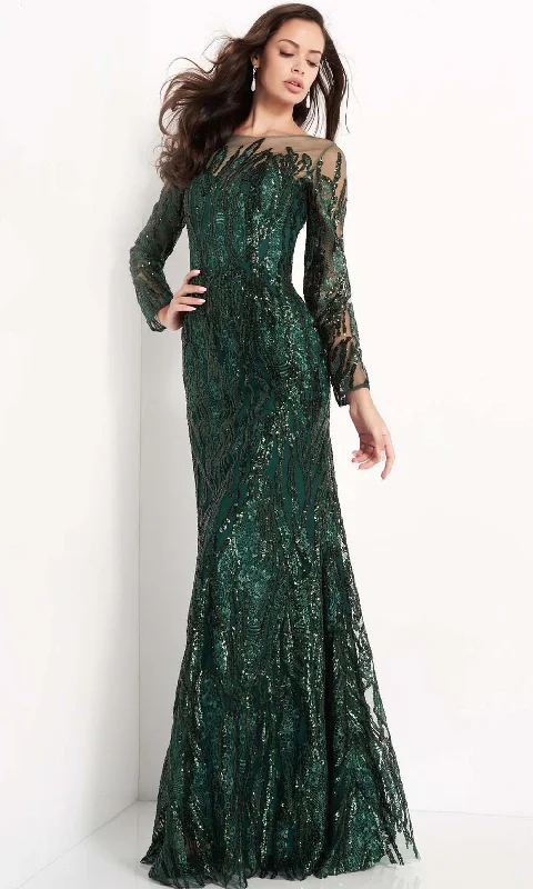 Jovani - 03936 Sequined Long Sleeve Sheath Dress