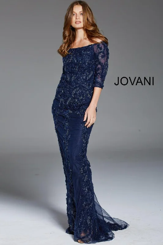 Jovani 48300 Off Shoulder Beaded Long Prom Dress