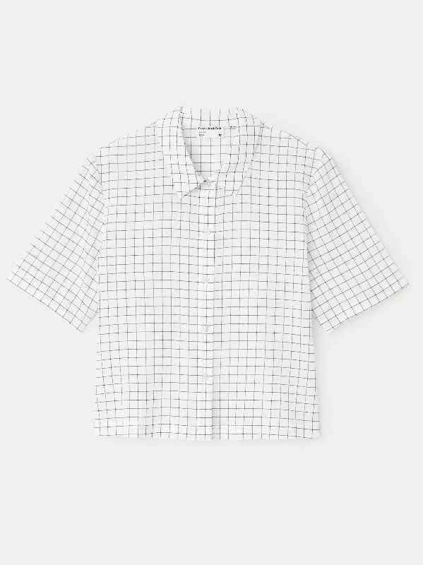 The Cropped Seersucker Shirt in Bright White