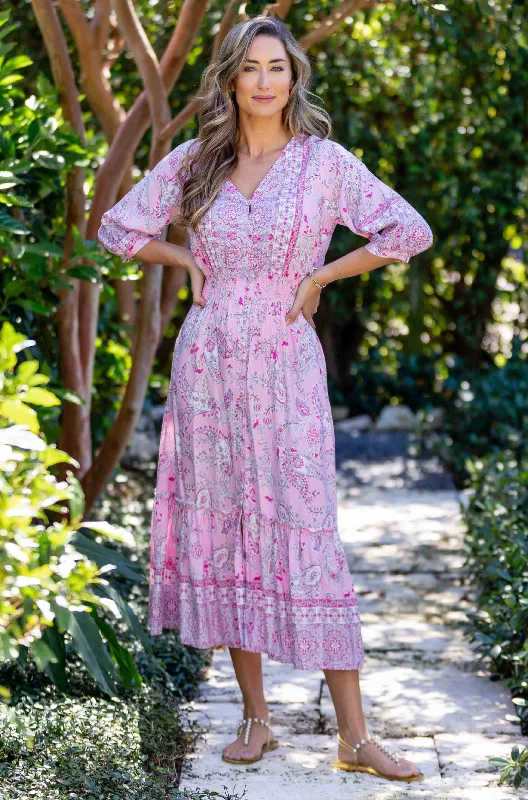 Kelsey Dress Long / Pink Paisley