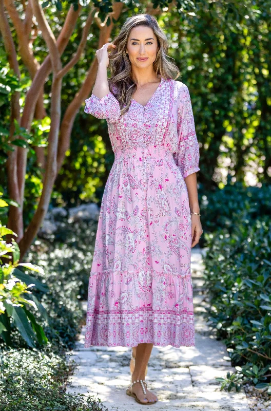 Kelsey Dress Long / Pink Paisley