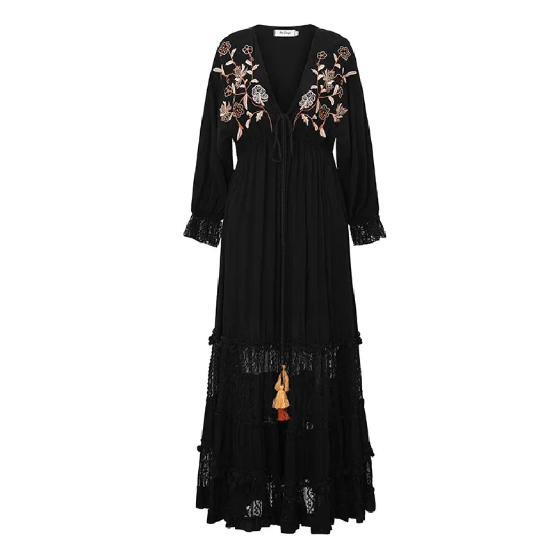 Vintage Style Boho Embroidered Dress