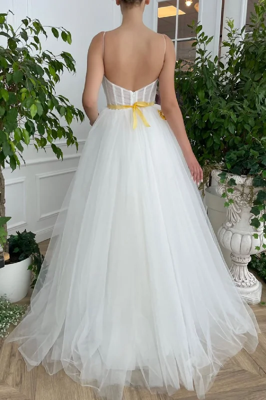 A-line Unique Gorgeous Princess Vintage Beach Long Wedding Dresses WD179