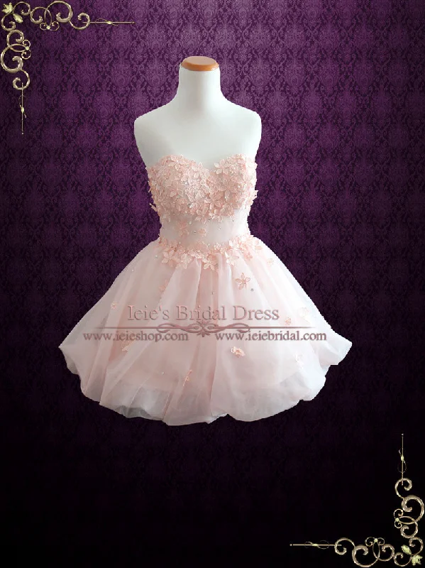 Blush Pink Cherry Blossom Short Cocktail Formal Dress ALIA