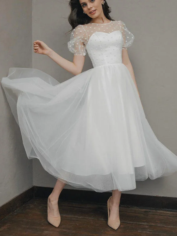 New Arrival A-line Short Half Sleeves Elegant Fairy Beach Wedding Dresses WD170