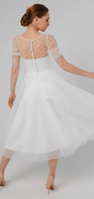 New Arrival A-line Short Half Sleeves Elegant Fairy Beach Wedding Dresses WD170