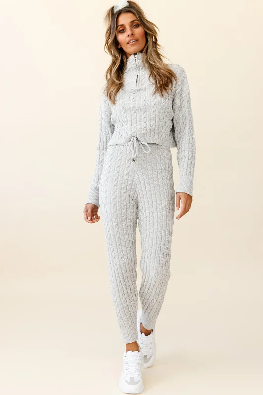 Breckenridge Long Cable Knit Pants Grey