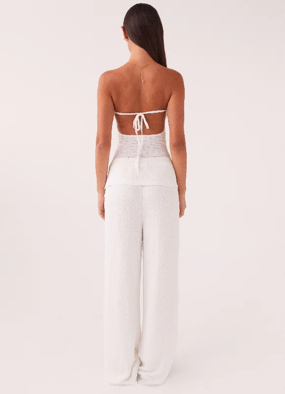 Jadey Waffle Pants - White