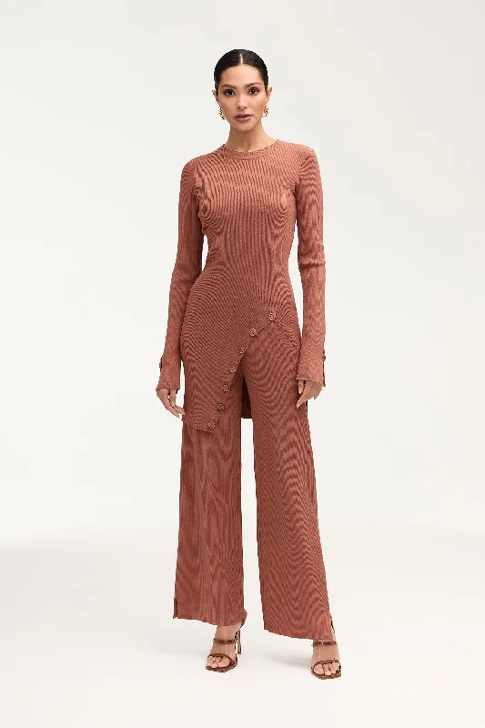 Remy Ribbed Knit Wide Leg Pants