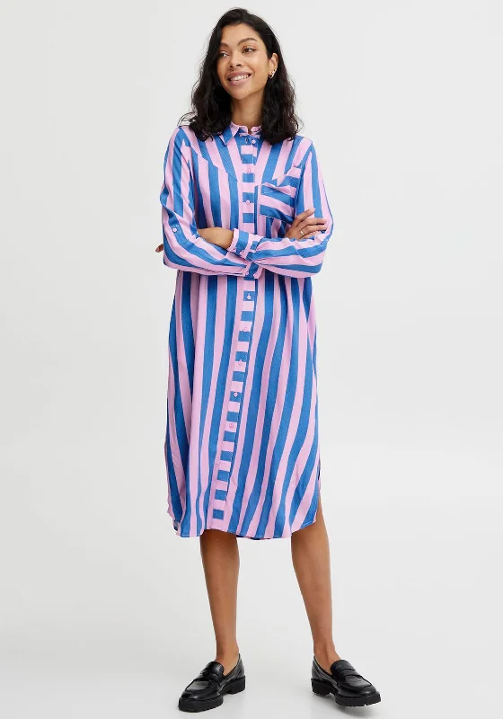 b.young Striped Midi Shirt Dress, Pink & Blue