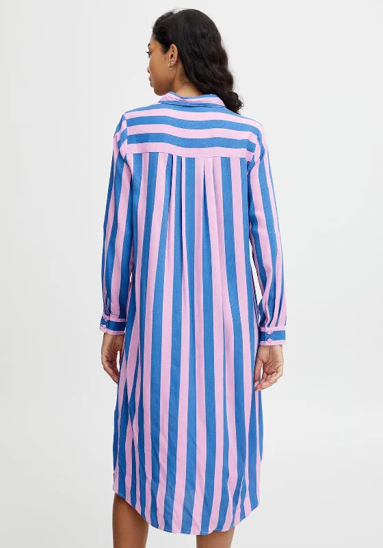 b.young Striped Midi Shirt Dress, Pink & Blue