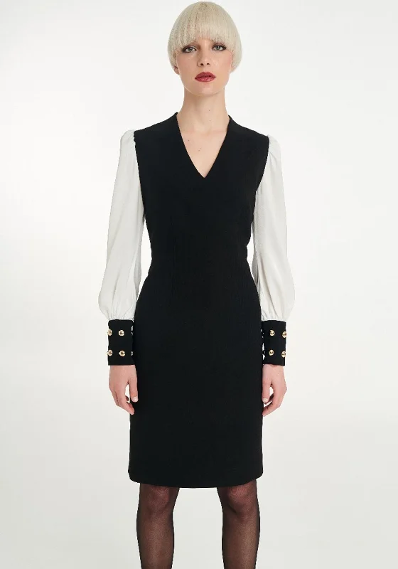 Badoo Contrast Sleeve Pencil Dress, Black & White