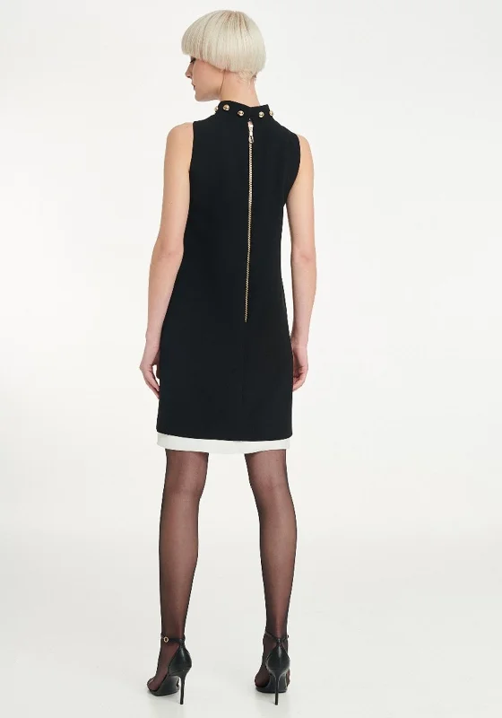 Badoo Stud Collar Sleeveless Shift Dress, Black