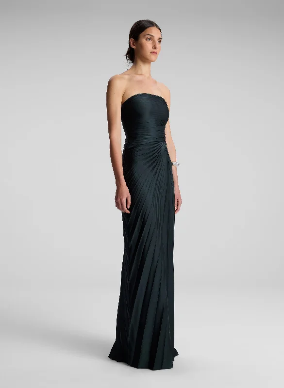 Bianca Strapless Pleated Maxi Dress