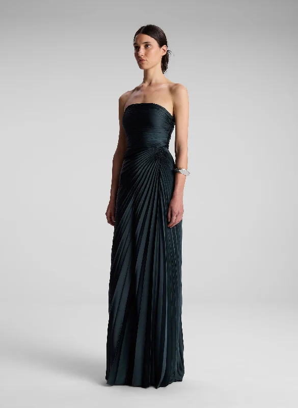 Bianca Strapless Pleated Maxi Dress