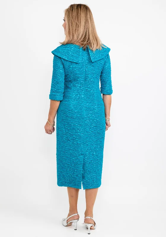 Cassandra Madi Ruched Pencil Midi Dress, Deep Turquoise