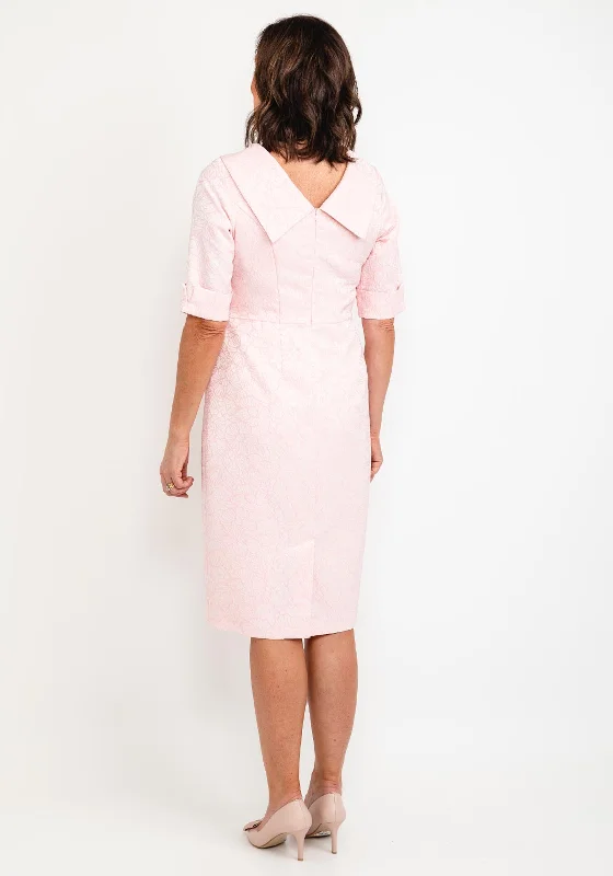 Cassandra Floral Jacquard Midi Dress, Pink