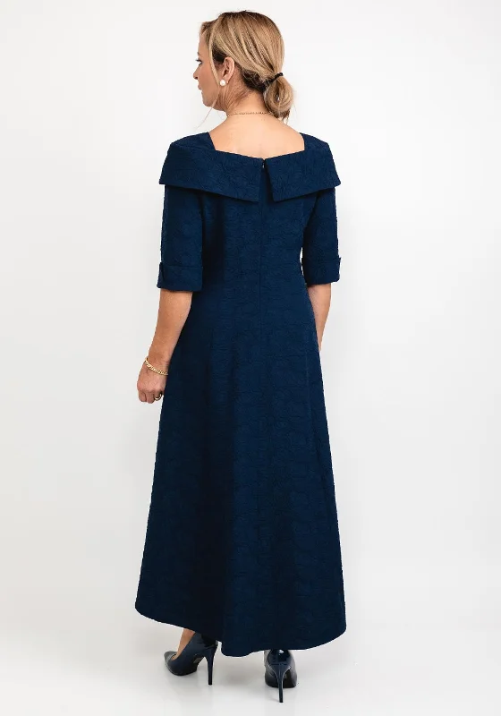 Cassandra Martha Jacquard Maxi Dress, Navy