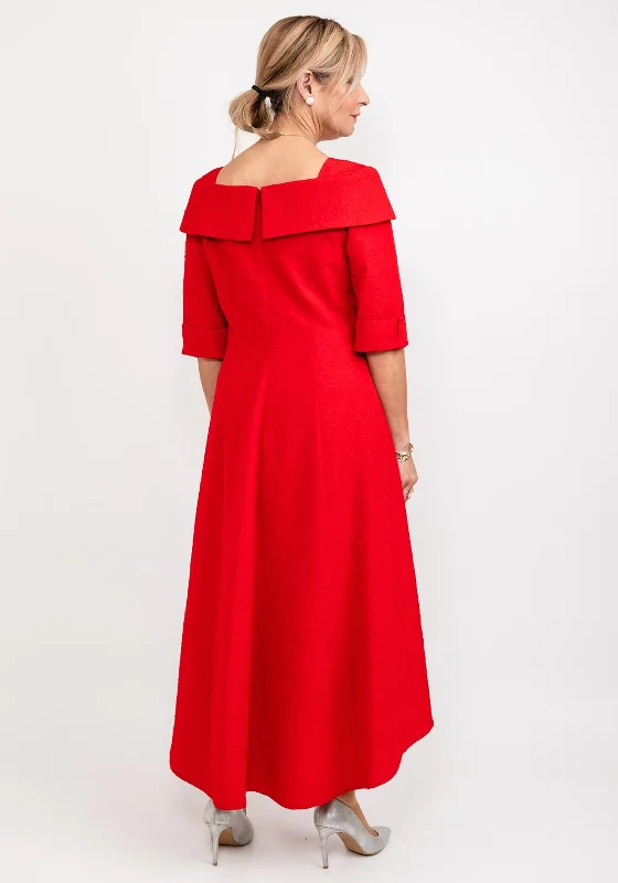 Cassandra Martha Jacquard Maxi Dress, Red