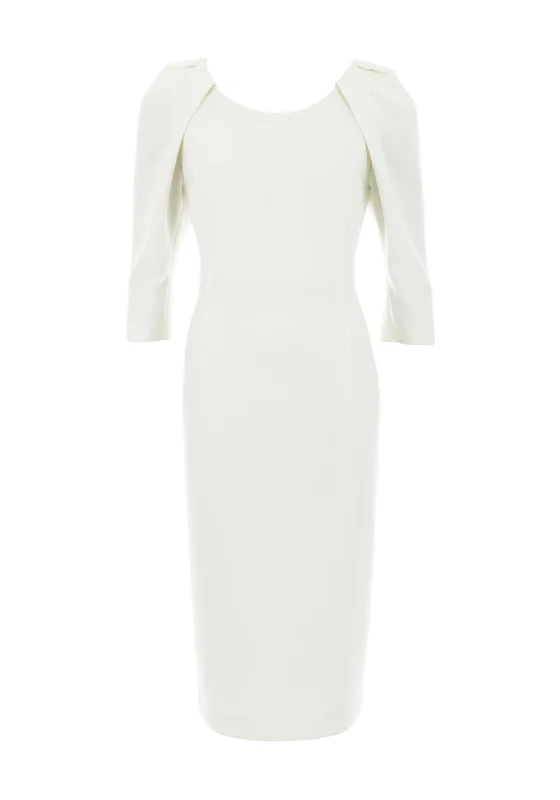 Claudia C Cezanne Puff Sleeve Dress, White