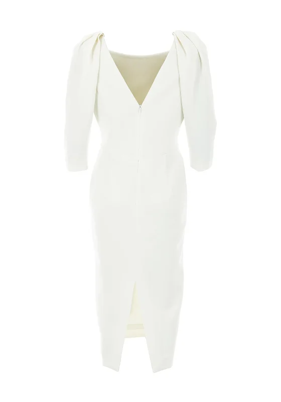 Claudia C Cezanne Puff Sleeve Dress, White