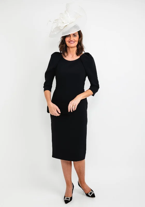 Claudia C Cezanne Puff Sleeve Dress, Black